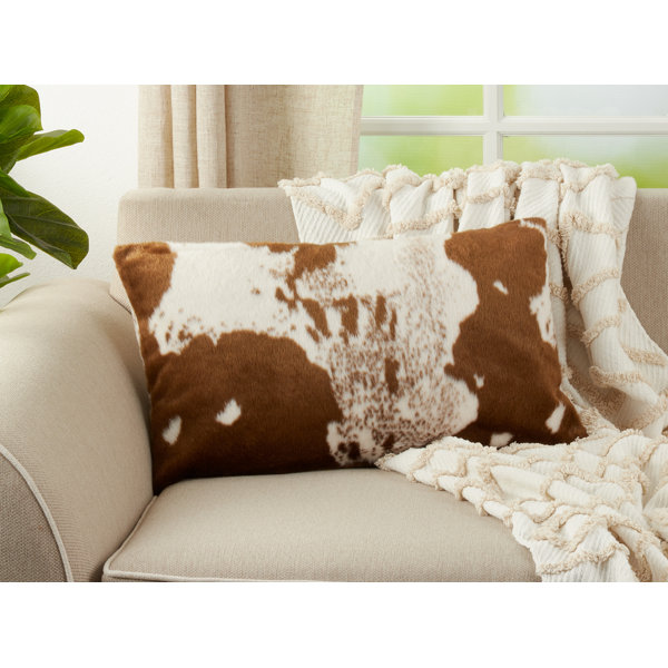 Faux cowhide lumbar clearance pillow